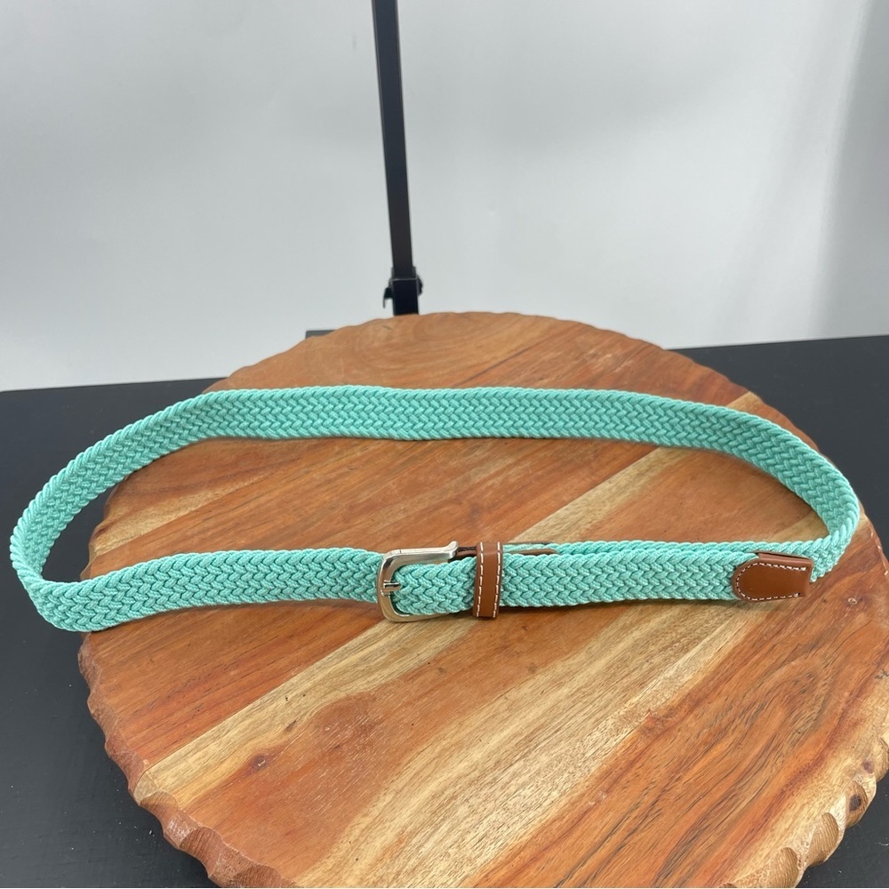 Green Woven Stretch Belt Mens Large Basic Golf Preppy Dress 1” width